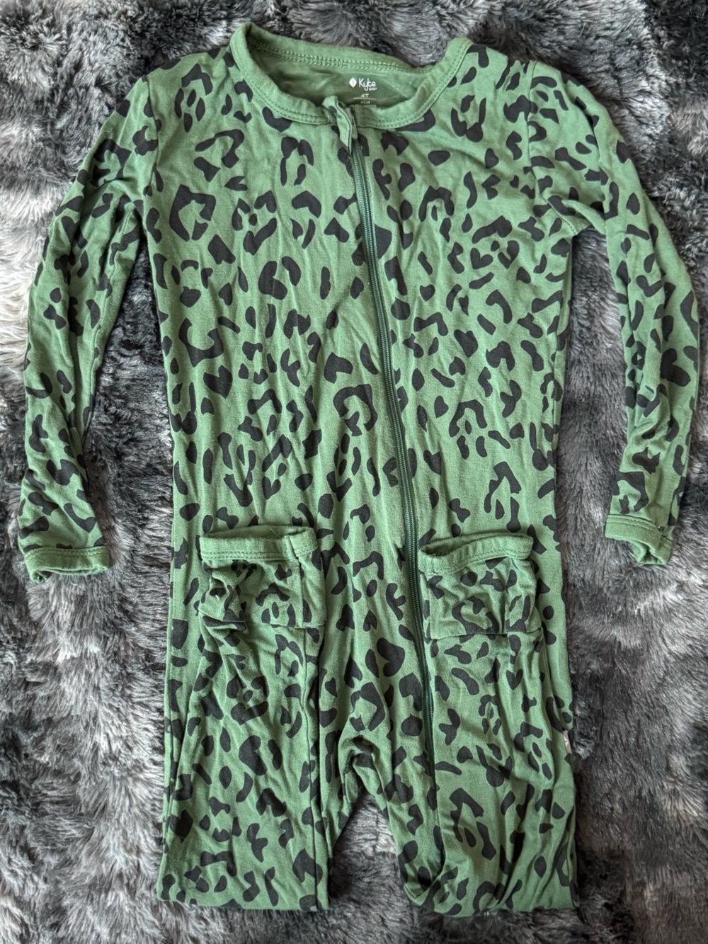 Kyte Baby Green Leopard Print Zip-Up Onesie